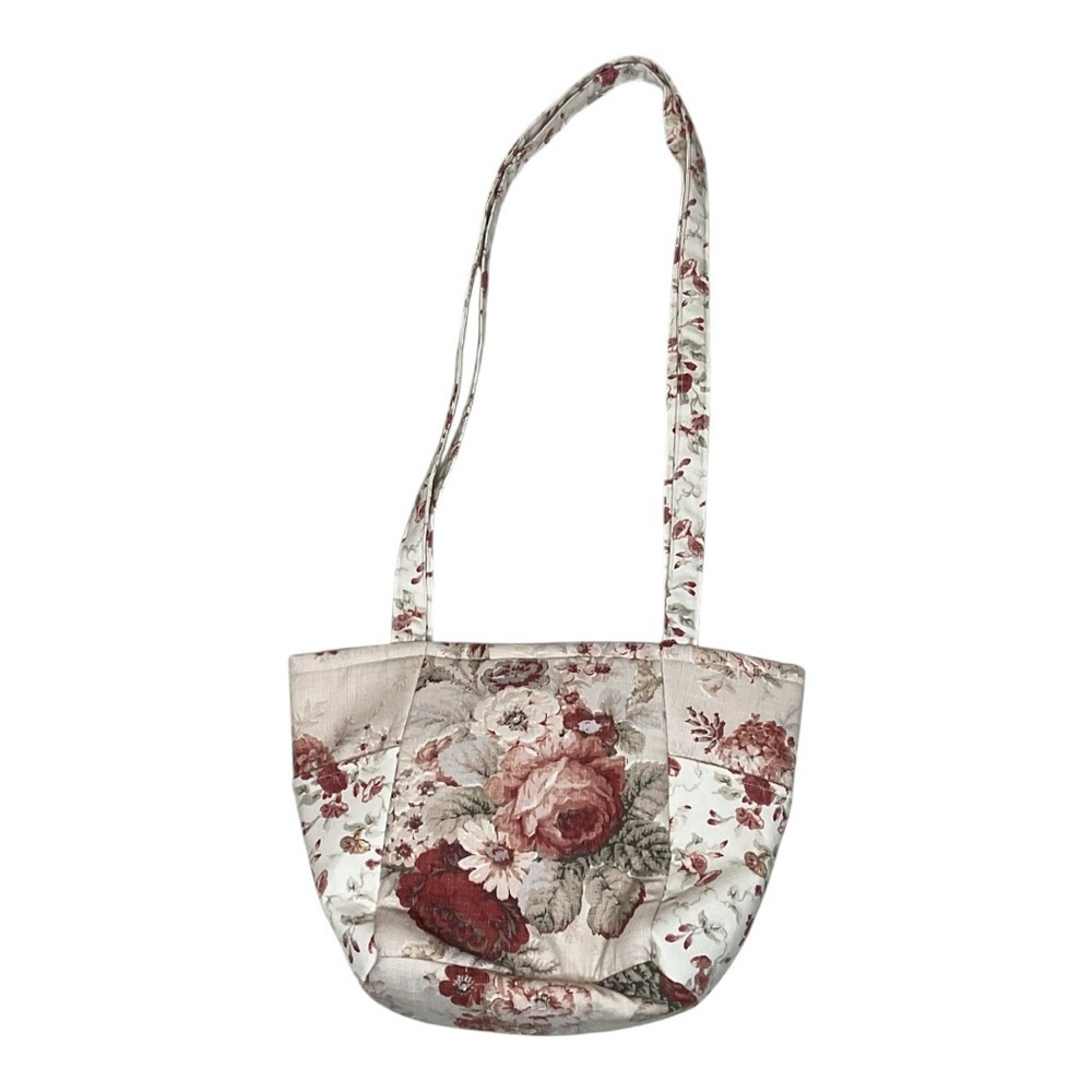 Handmade Vintage Rose Floral Tote Bag Fabric Shoulder Purse One of a Kind